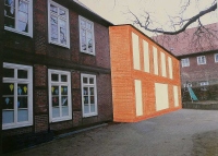 3-D Bild mit Neubau, Ansicht vom Schulhof